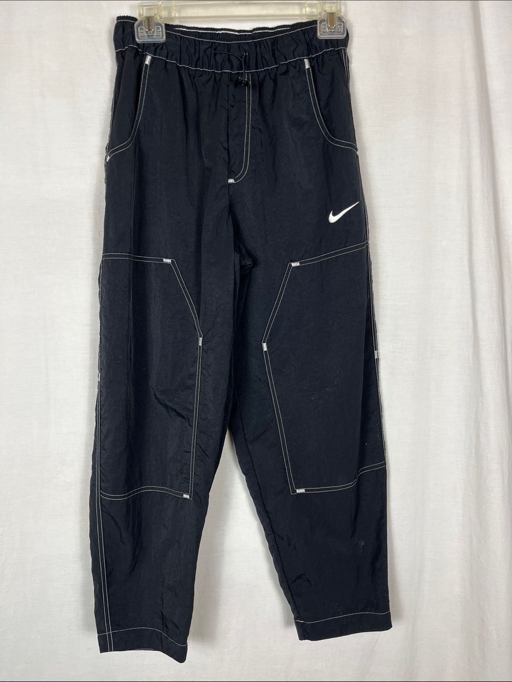Nike Swoosh Woven High Waisted Paneled Black Pants